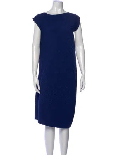 Pre-owned Issey Miyake Bateau Neckline Knee-length Dress In Blue