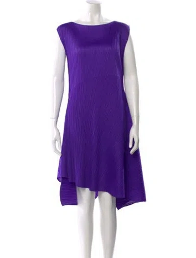 Pre-owned Issey Miyake Bateau Neckline Knee-length Dress In Purple