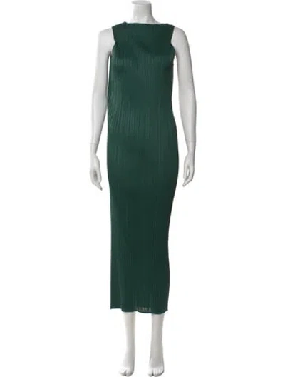 Pre-owned Issey Miyake Bateau Neckline Long Dress W/ Tags In Green
