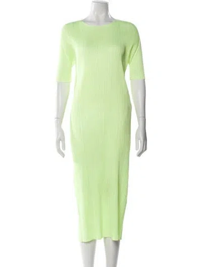 Pre-owned Issey Miyake Bateau Neckline Long Dress In Yellow