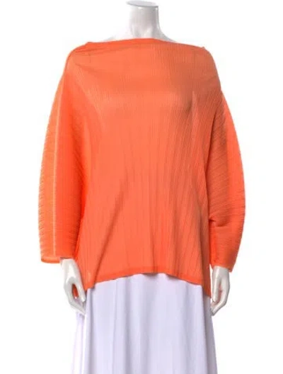 Pre-owned Issey Miyake Bateau Neckline Long Sleeve Blouse In Orange