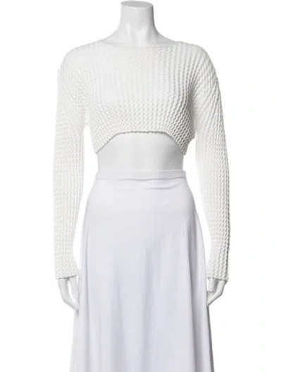 Pre-owned Issey Miyake Bateau Neckline Long Sleeve Crop Top In Gray