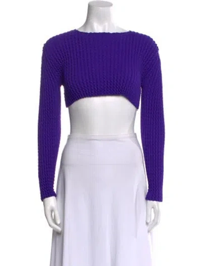 Pre-owned Issey Miyake Bateau Neckline Long Sleeve Crop Top In Purple