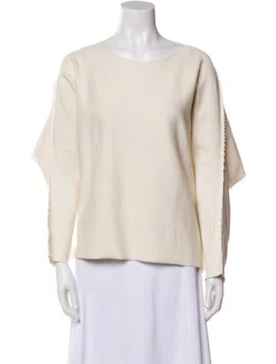 Pre-owned Issey Miyake Bateau Neckline Long Sleeve Sweatshirt In White