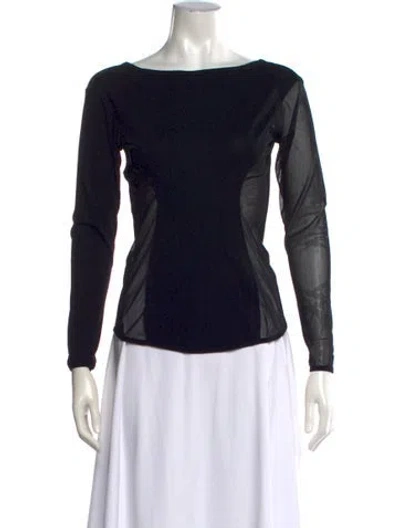 Pre-owned Issey Miyake Bateau Neckline Long Sleeve Top In Black