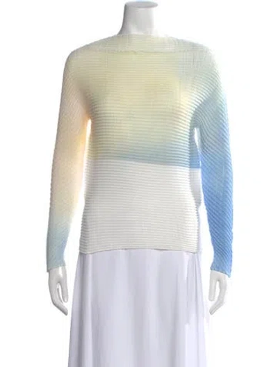 Pre-owned Issey Miyake Bateau Neckline Long Sleeve Top In Neutral