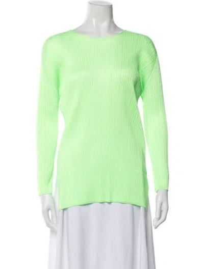 Pre-owned Issey Miyake Bateau Neckline Long Sleeve Top W/ Tags In Green