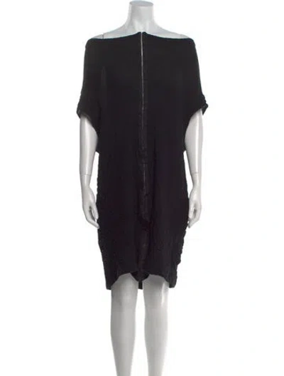 Pre-owned Issey Miyake Bateau Neckline Mini Dress In Black