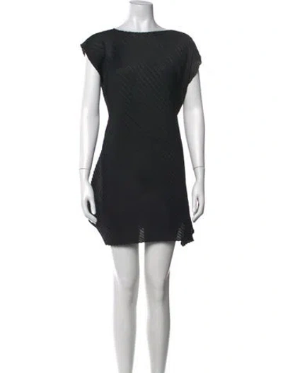 Pre-owned Issey Miyake Bateau Neckline Mini Dress In Black