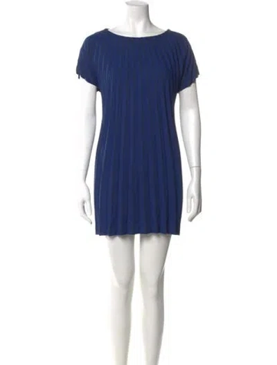 Pre-owned Issey Miyake Bateau Neckline Mini Dress In Blue