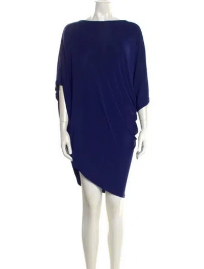 Pre-owned Issey Miyake Bateau Neckline Mini Dress In Blue