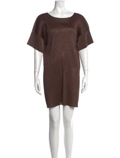 Pre-owned Issey Miyake Bateau Neckline Mini Dress In Brown