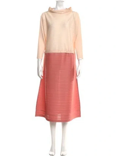 Pre-owned Issey Miyake Bateau Neckline Mini Dress In Pink