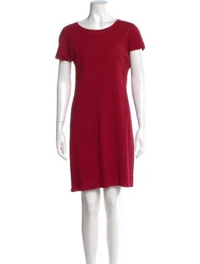 Pre-owned Issey Miyake Bateau Neckline Mini Dress In Red