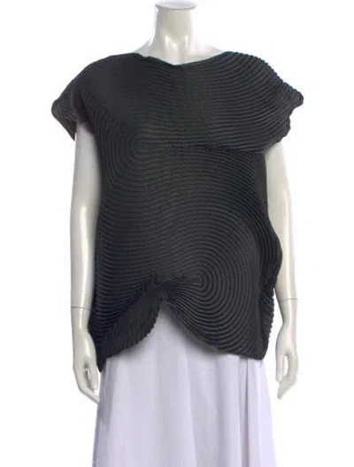 Pre-owned Issey Miyake Bateau Neckline Short Sleeve Top In Black