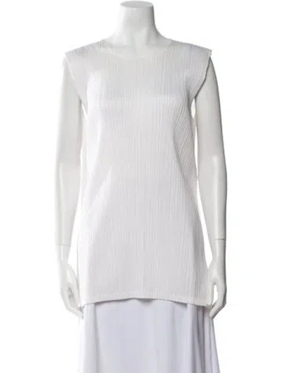 Pre-owned Issey Miyake Bateau Neckline Sleeveless Tunic In White