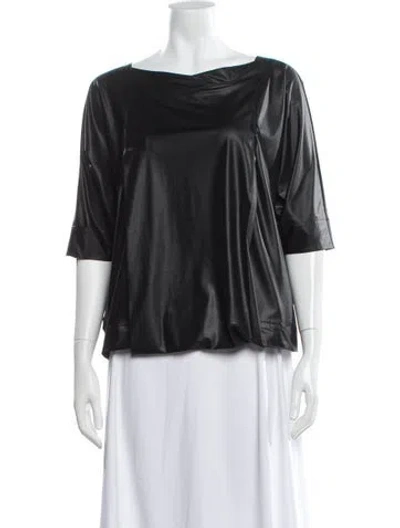 Pre-owned Issey Miyake Bateau Neckline Three-quarter Sleeve Top In Gray