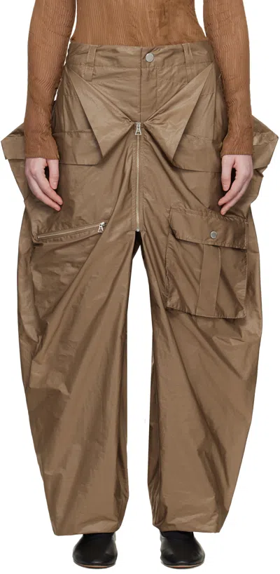 Issey Miyake Beige Aerial Steel Cargo Pants In Brown
