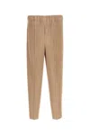 Issey Miyake Beige Antiqued Polyester Pant In Brown