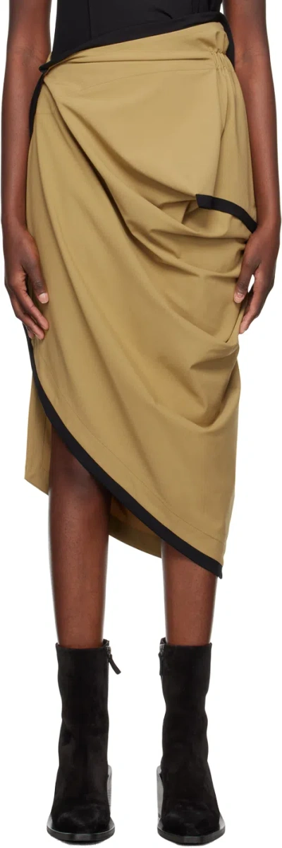 Issey Miyake Beige Assembled Midi Skirt In 42-ocher