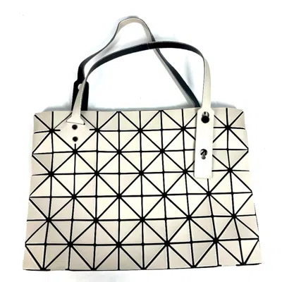 Pre-owned Issey Miyake Beige Black Leather Pvc Shoulder Bag Tote Bag () In Multi