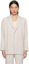 Issey Miyake Beige Box Pleats Ensemble Blazer In 45-shell Beige