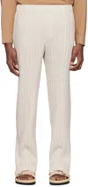 Issey Miyake Beige Box Pleats Ensemble Trousers In 45-shell Beige