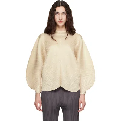 Issey Miyake Womens Mid May Coast Balloon-sleeve Knit Top Sand Beig In Multi
