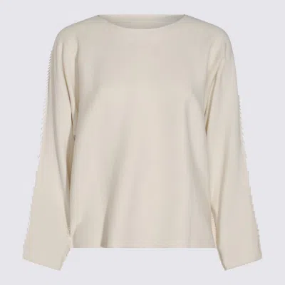 Issey Miyake Beige Cotton Top In White