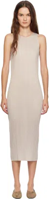 Issey Miyake Beige June New Colorful Basics 4 Midi Dress