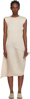 Issey Miyake Beige Leap Midi Dress In White