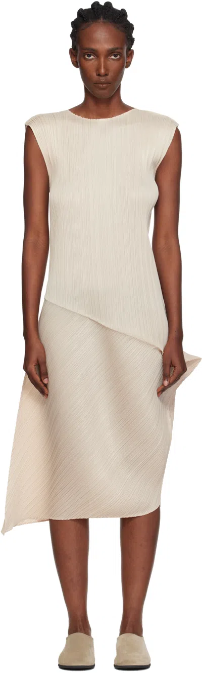 Issey Miyake Beige Leap Midi Dress In White