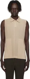 Issey Miyake Beige Light Mesh Polo In Neutral