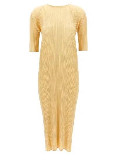 Issey Miyake Beige Merry Bicolor Dress