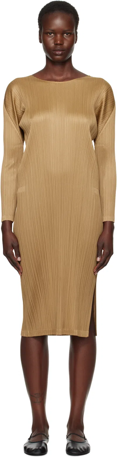 Issey Miyake Beige Monthly Colors December Midi Dress In 43 Sand Beige