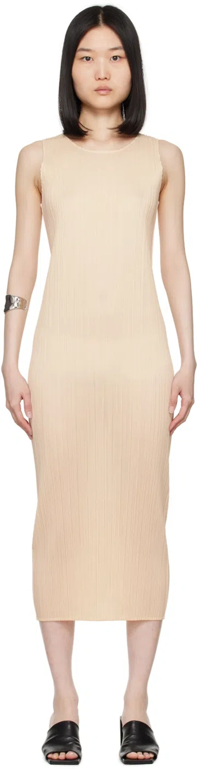 Issey Miyake Beige New Colorful Basics 3 Midi Dress In 40 Light Beige