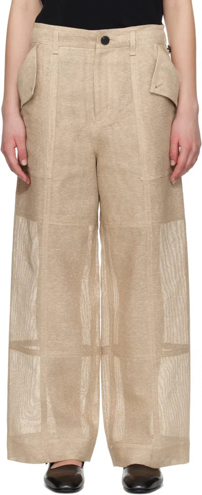 Issey Miyake Beige Papyrus Trousers