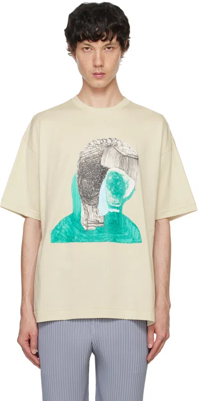 Issey Miyake Beige Rb T-shirt In 02-black X Green
