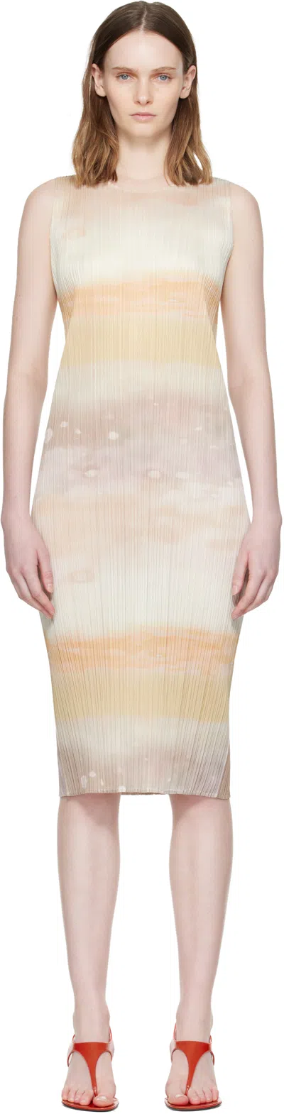 Issey Miyake Pleated Abstract-print Midi Dress In Multi