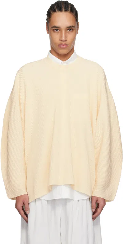 Issey Miyake Beige Tight Twist Cotton Knit Sweater In 40-beige