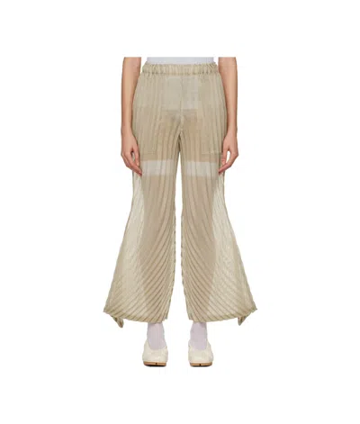 Issey Miyake Beige Wander Trousers In 60 Kudzu Khaki