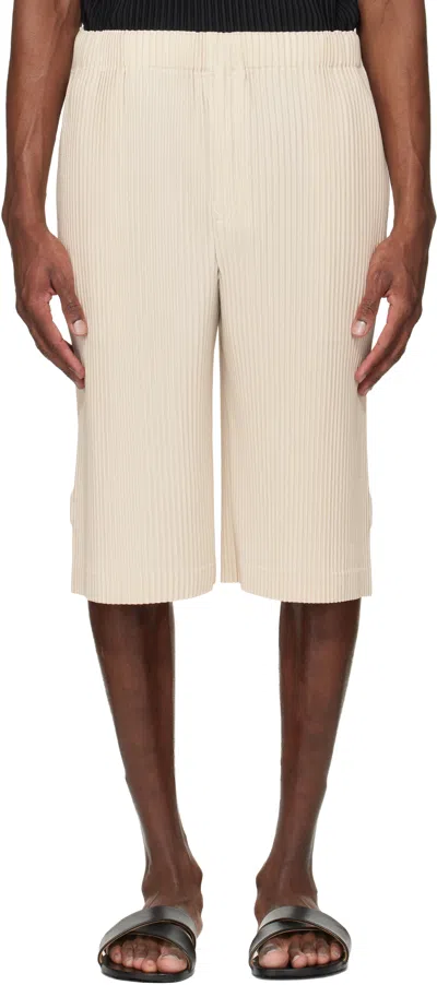 Issey Miyake Duomo Beige Wear Or Wrap Bermuda Shorts In Brown