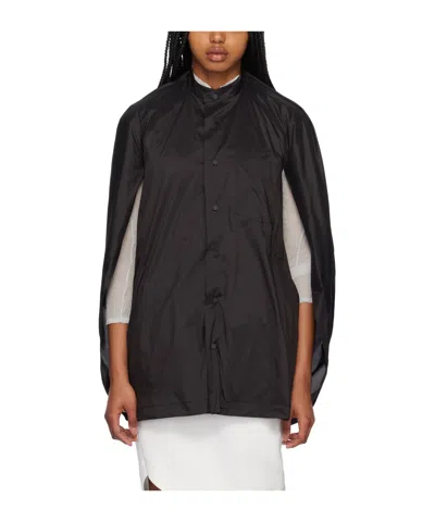 Issey Miyake Belted Backless Shirt In Black