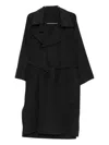 Issey Miyake Belted Trench Coat In Black