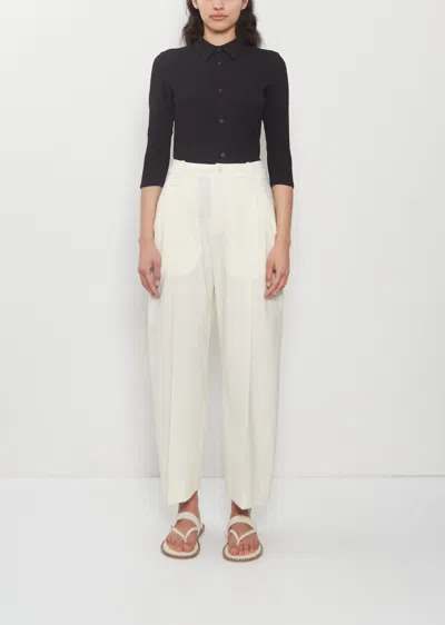 Issey Miyake Belted Wool Pants In White