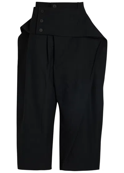 Issey Miyake Belted-effect Wide-leg Woven Trousers In Black