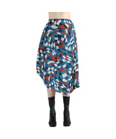 Issey Miyake Bias Pleated Skirt In Blue