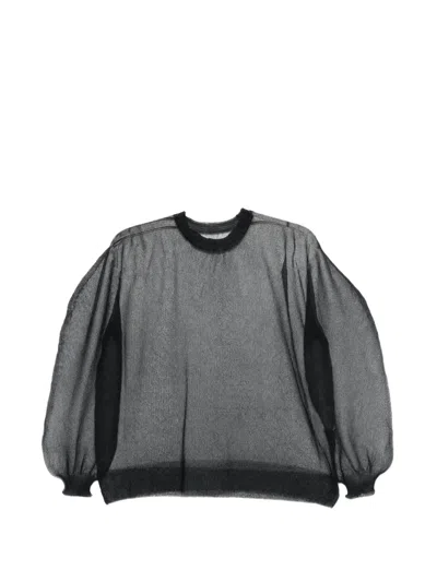 Issey Miyake Bishop-sleeve Top In Black