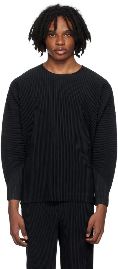Issey Miyake Black Aerial Long Sleeve T-shirt In 15-black