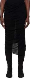 Issey Miyake Black Ambiguous Wool Midi Skirt In 15 Black